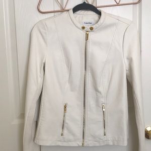 BRAND NEW Calvin Klein white leather jacket